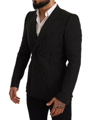 Dolce & Gabbana Black White Striped Slim Fit Coat Blazer -   -  Dolce & Gabbana.