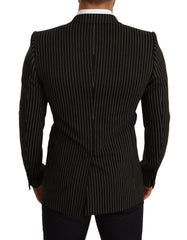 Dolce & Gabbana Black White Striped Slim Fit Coat Blazer -   -  Dolce & Gabbana.