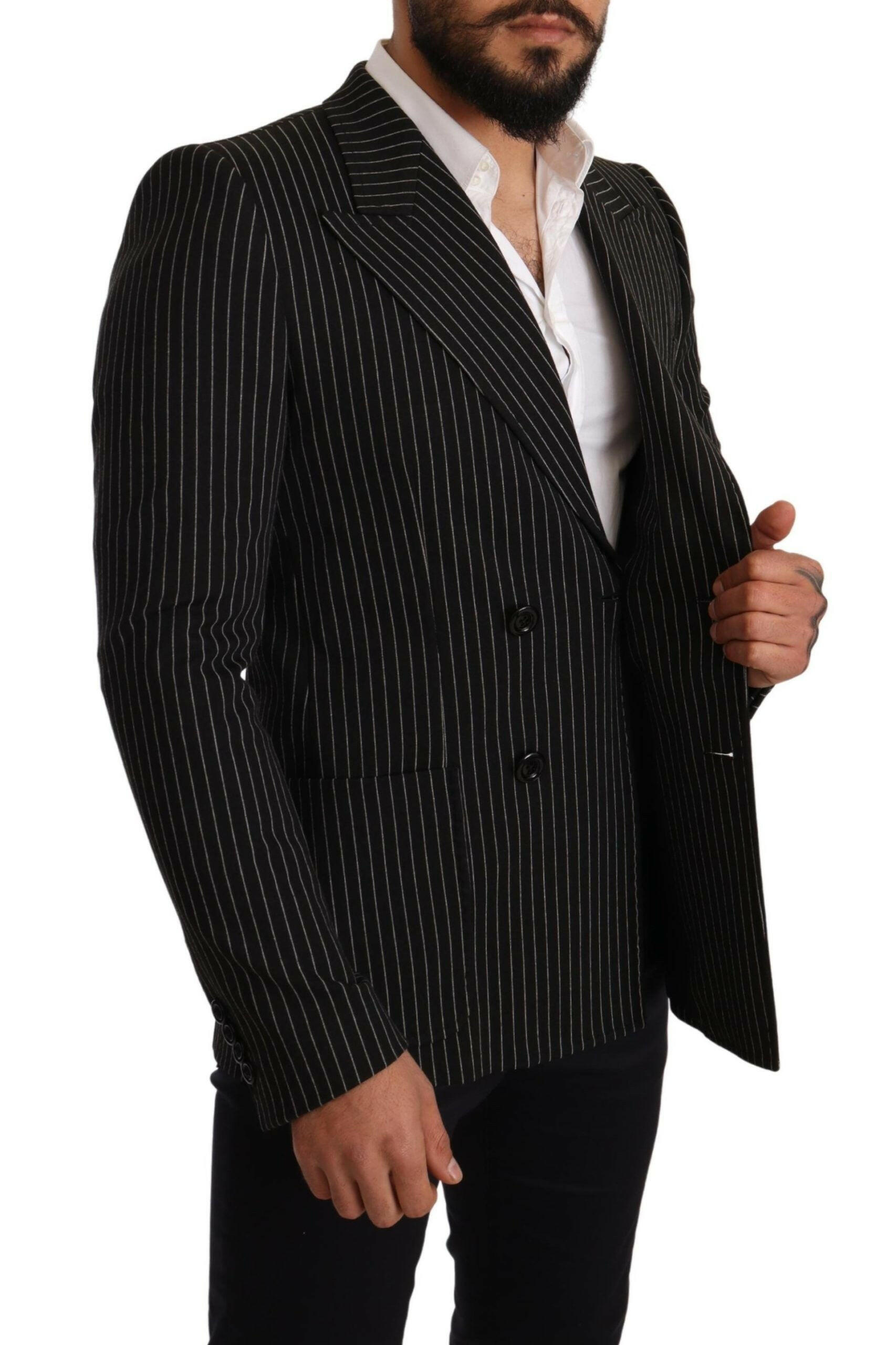 Dolce & Gabbana Black White Striped Slim Fit Coat Blazer -   -  Dolce & Gabbana. Dolce & Gabbana Black White Striped Slim Fit Coat Blazer -   -  Dolce & Gabbana.