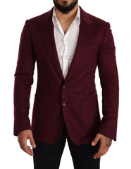 Dolce & Gabbana Maroon Cashmere Slim Fit Coat Jacket Blazer -   -  Dolce & Gabbana.
