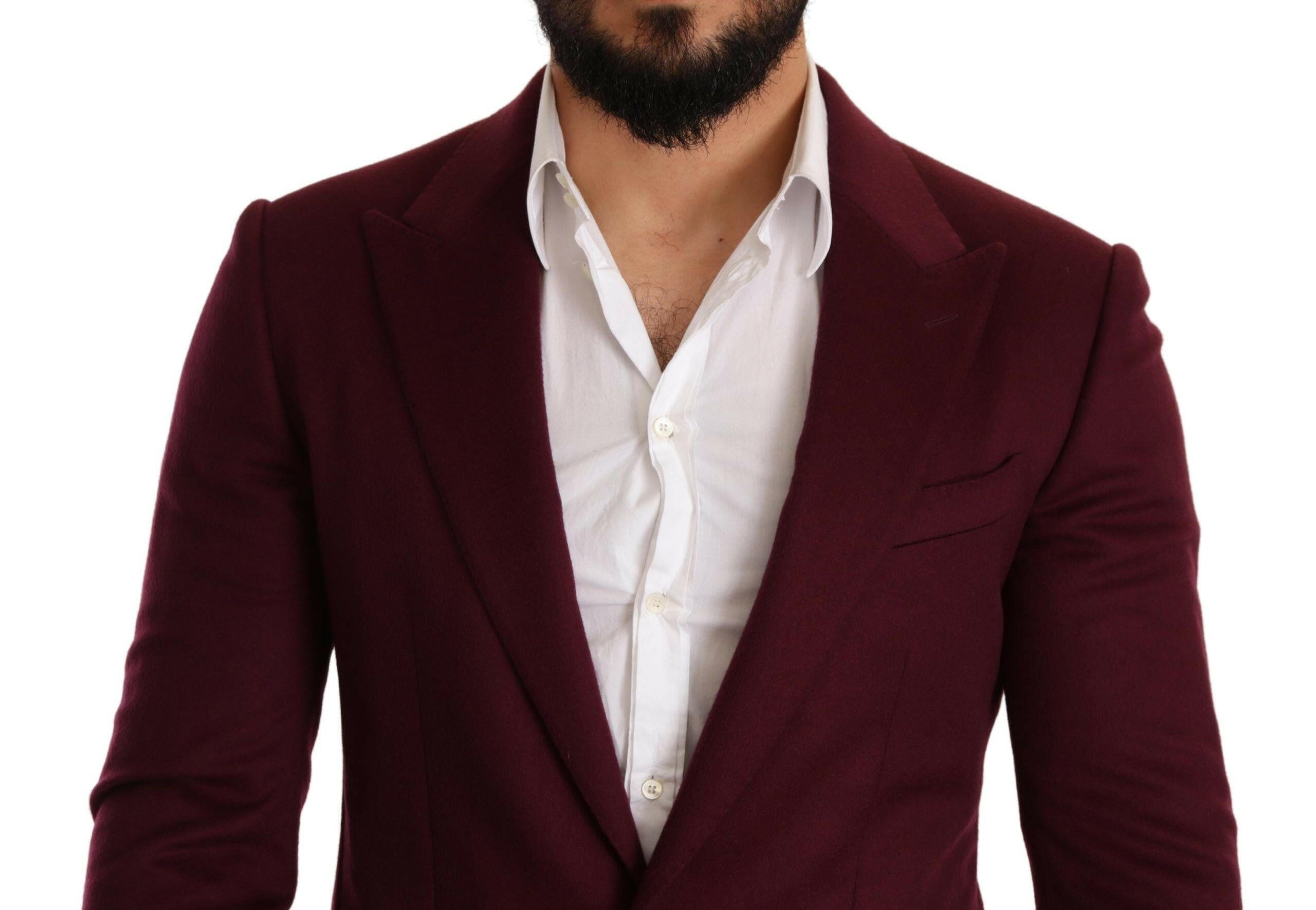 Dolce & Gabbana Maroon Cashmere Slim Fit Coat Jacket Blazer -   -  Dolce & Gabbana. Dolce & Gabbana Maroon Cashmere Slim Fit Coat Jacket Blazer -   -  Dolce & Gabbana.