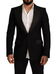 Dolce & Gabbana Black Wool Slim Fit Coat Blazer Jacket -   -  Dolce & Gabbana.
