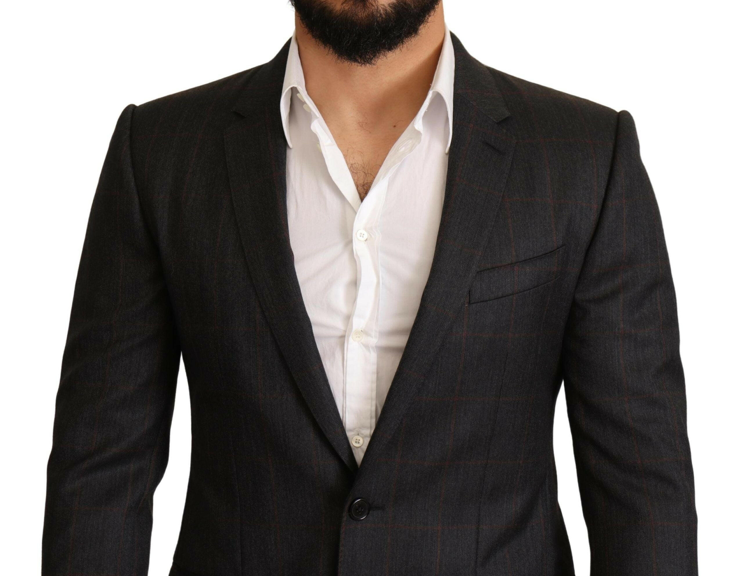 Dolce & Gabbana Gray Check Wool Slim Fit Blazer Jacket -   -  Dolce & Gabbana. Dolce & Gabbana Gray Check Wool Slim Fit Blazer Jacket -   -  Dolce & Gabbana.