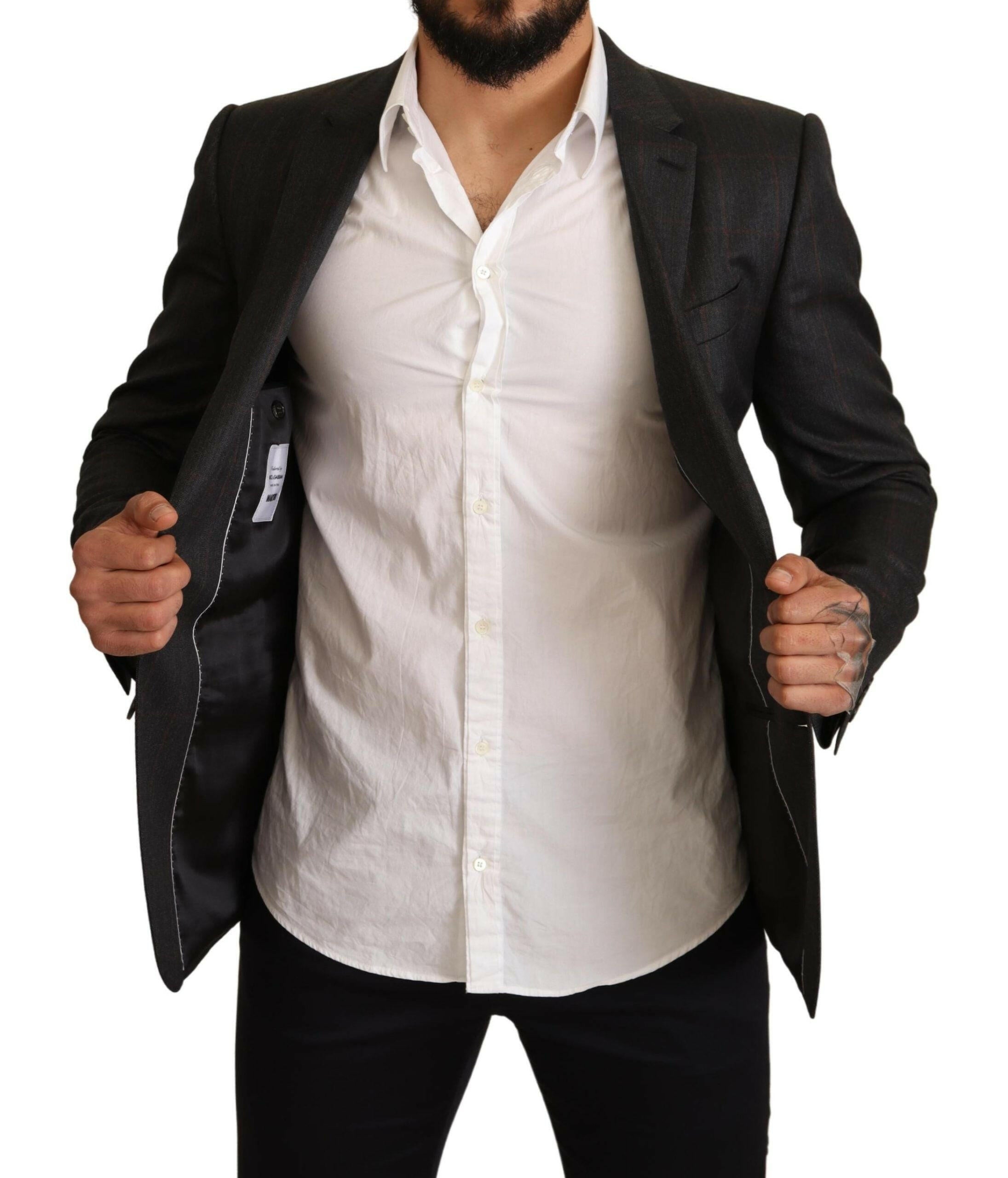 Dolce & Gabbana Gray Check Wool Slim Fit Blazer Jacket -   -  Dolce & Gabbana. Dolce & Gabbana Gray Check Wool Slim Fit Blazer Jacket -   -  Dolce & Gabbana.