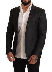 Dolce & Gabbana Gray Check Wool Slim Fit Blazer Jacket -   -  Dolce & Gabbana.