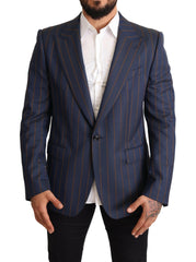 Dolce & Gabbana Blue Striped Wool Slim Fit Blazer Jacket -   -  Dolce & Gabbana.