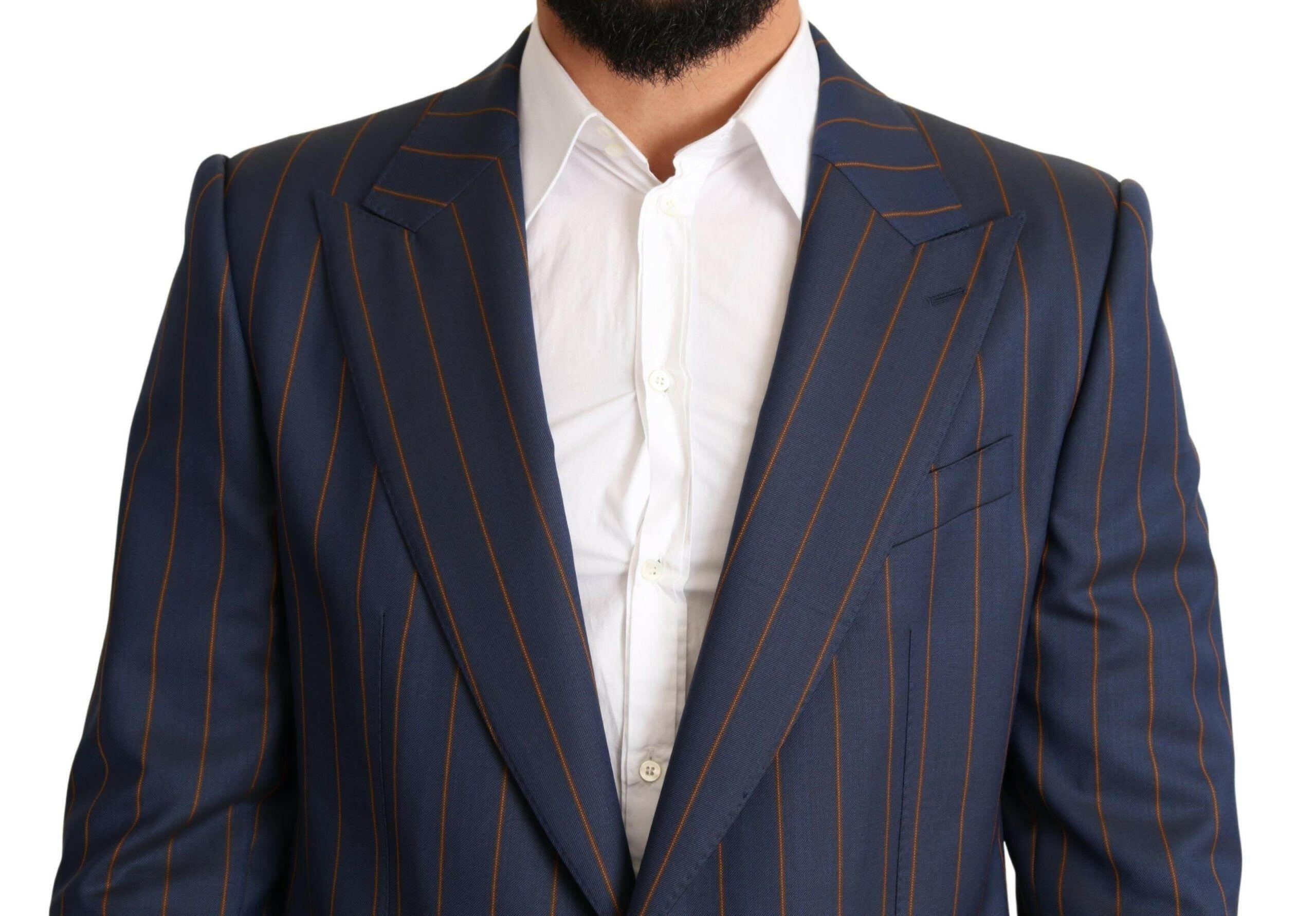 Dolce & Gabbana Blue Striped Wool Slim Fit Blazer Jacket -   -  Dolce & Gabbana. Dolce & Gabbana Blue Striped Wool Slim Fit Blazer Jacket -   -  Dolce & Gabbana.