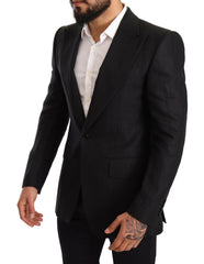 Dolce & Gabbana Black Linen Slim Fit Coat Jacket Blazer -   -  Dolce & Gabbana.