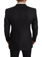 Dolce & Gabbana Black Linen Slim Fit Coat Jacket Blazer -   -  Dolce & Gabbana.