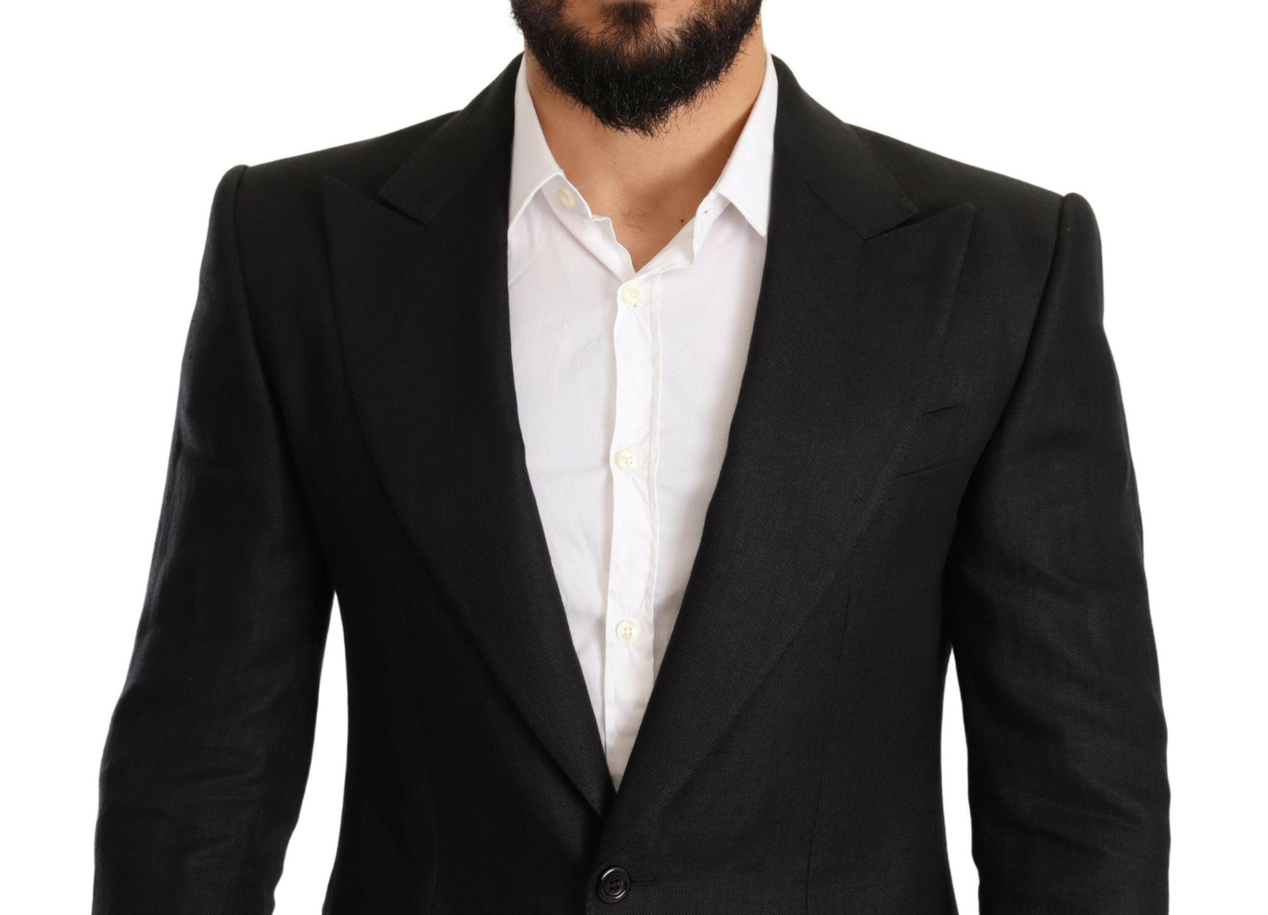 Dolce & Gabbana Black Linen Slim Fit Coat Jacket Blazer -   -  Dolce & Gabbana. Dolce & Gabbana Black Linen Slim Fit Coat Jacket Blazer -   -  Dolce & Gabbana.