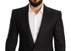 Dolce & Gabbana Black Linen Slim Fit Coat Jacket Blazer -   -  Dolce & Gabbana.