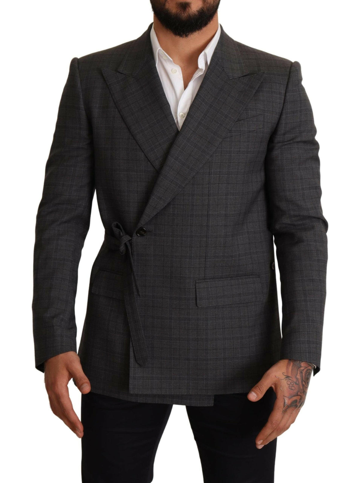Dolce & Gabbana Gray Check Wool Slim Fit Blazer Jacket -   -  Dolce & Gabbana.