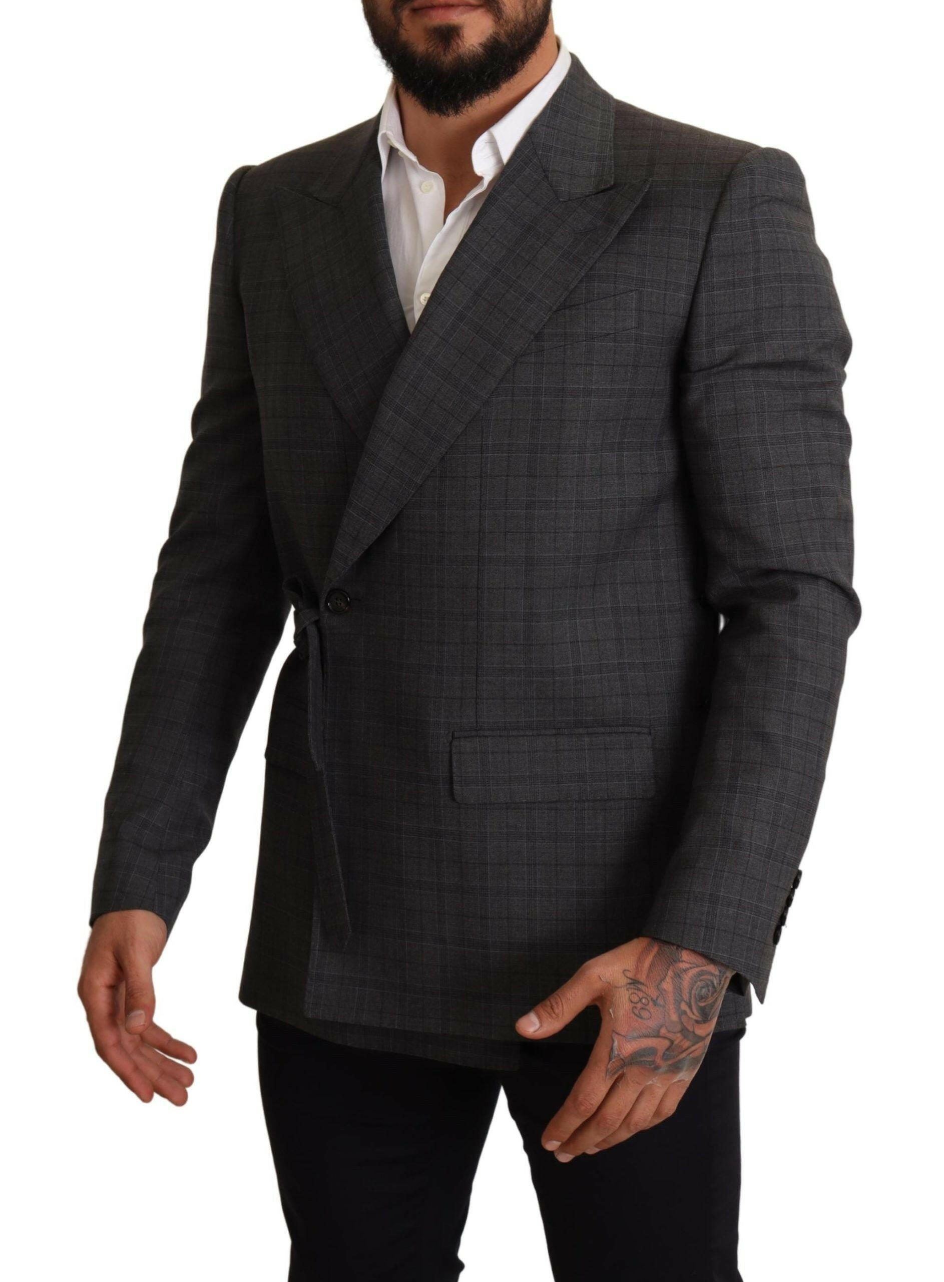 Dolce & Gabbana Gray Check Wool Slim Fit Blazer Jacket -   -  Dolce & Gabbana. Dolce & Gabbana Gray Check Wool Slim Fit Blazer Jacket -   -  Dolce & Gabbana.