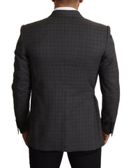Dolce & Gabbana Gray Check Wool Slim Fit Blazer Jacket -   -  Dolce & Gabbana.