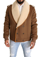 Dolce & Gabbana Brown Double Breasted Shearling Coat Jacket -   -  Dolce & Gabbana.