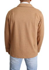 Dolce & Gabbana Brown Cotton Button Collared Coat Jacket -   -  Dolce & Gabbana.