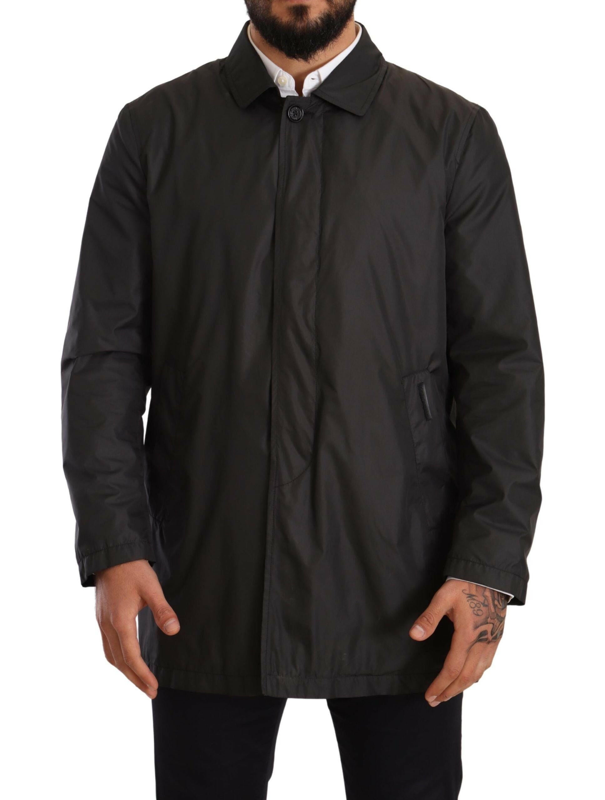 Dolce & Gabbana Black Polyester Mens Trench Coat Jacket -   -  Dolce & Gabbana.