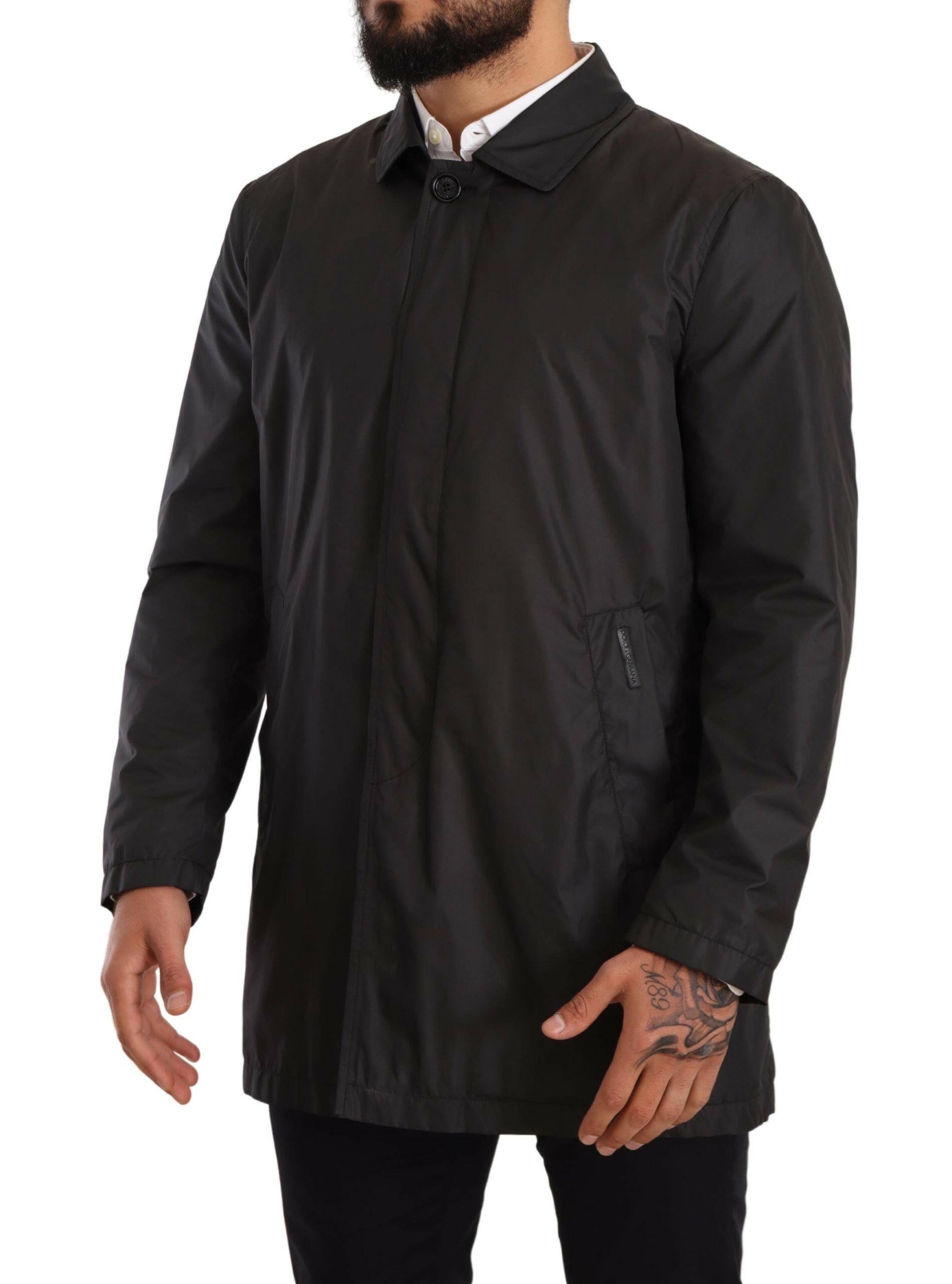 Dolce & Gabbana Black Polyester Mens Trench Coat Jacket -   -  Dolce & Gabbana. Dolce & Gabbana Black Polyester Mens Trench Coat Jacket -   -  Dolce & Gabbana.