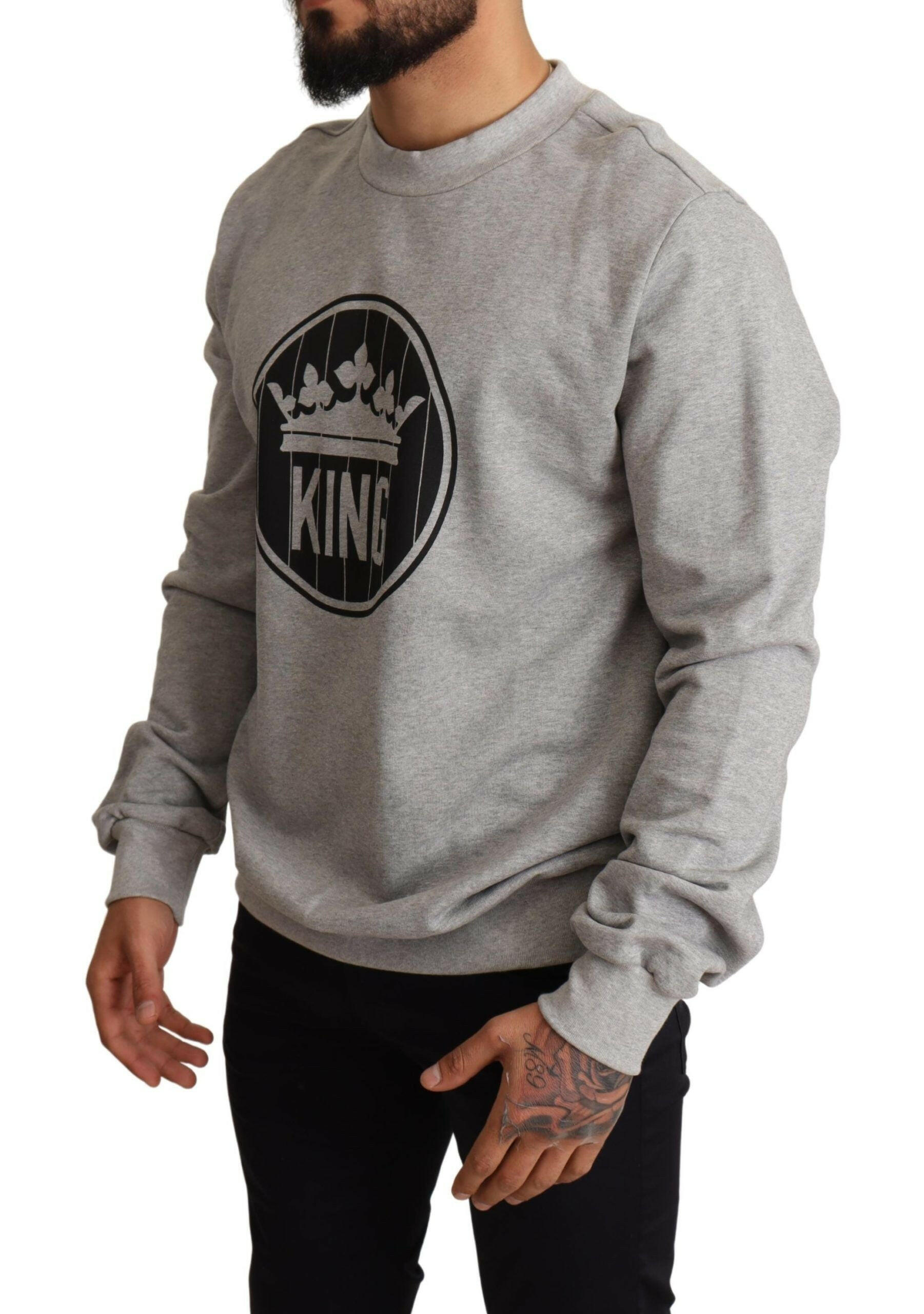 Dolce & Gabbana Gray Crown King Print Cotton Sweater -   -  Dolce & Gabbana. Dolce & Gabbana Gray Crown King Print Cotton Sweater -   -  Dolce & Gabbana.