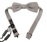 Dolce & Gabbana Silver Gray 100% Silk Adjustable Neck Papillon Bow Tie -  Neckties, Men -  Dolce & Gabbana.
