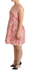 Dolce & Gabbana Pink Floral Jacquard Pleated Sheath Dress -   -  Dolce & Gabbana.