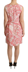 Dolce & Gabbana Pink Floral Jacquard Pleated Sheath Dress -   -  Dolce & Gabbana.
