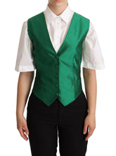Dolce & Gabbana Green Silk Satin Sleeveless Waistcoat Vest -   -  Dolce & Gabbana.