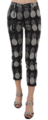 Dolce & Gabbana Black Pineapple Print Skinny Capri Pants -   -  Dolce & Gabbana.