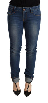 Acht Blue Washed Low Waist Skinny Denim Jeans Pant -   -  Acht.