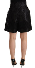 Dolce & Gabbana Black Floral Brocade High Waist Mini Shorts -   -  Dolce & Gabbana.