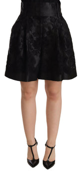 Dolce & Gabbana Black Floral Brocade High Waist Mini Shorts -   -  Dolce & Gabbana.