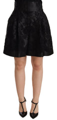 Dolce & Gabbana Black Floral Brocade High Waist Mini Shorts -   -  Dolce & Gabbana.