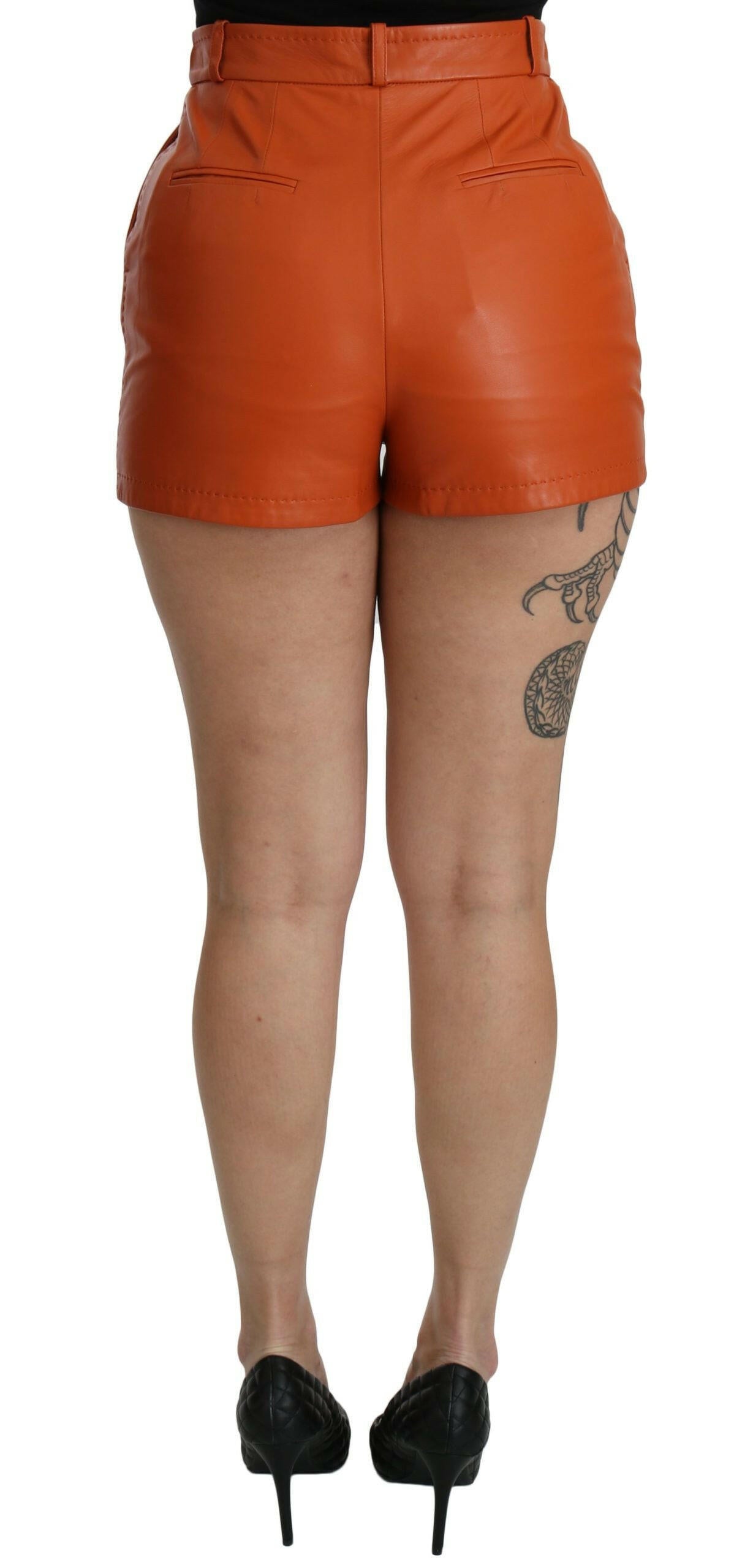 Dolce & Gabbana Orange Leather High Waist Hot Pants Shorts -   -  Dolce & Gabbana. Dolce & Gabbana Orange Leather High Waist Hot Pants Shorts -   -  Dolce & Gabbana.