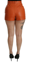 Dolce & Gabbana Orange Leather High Waist Hot Pants Shorts -   -  Dolce & Gabbana.