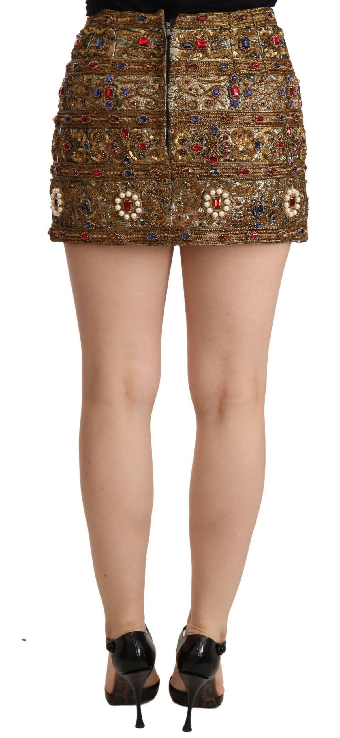 Dolce & Gabbana Gold Crystal Jacquard High Waist Skirt -   -  Dolce & Gabbana. Dolce & Gabbana Gold Crystal Jacquard High Waist Skirt -   -  Dolce & Gabbana.