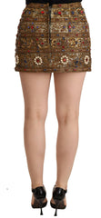 Dolce & Gabbana Gold Crystal Jacquard High Waist Skirt -   -  Dolce & Gabbana.