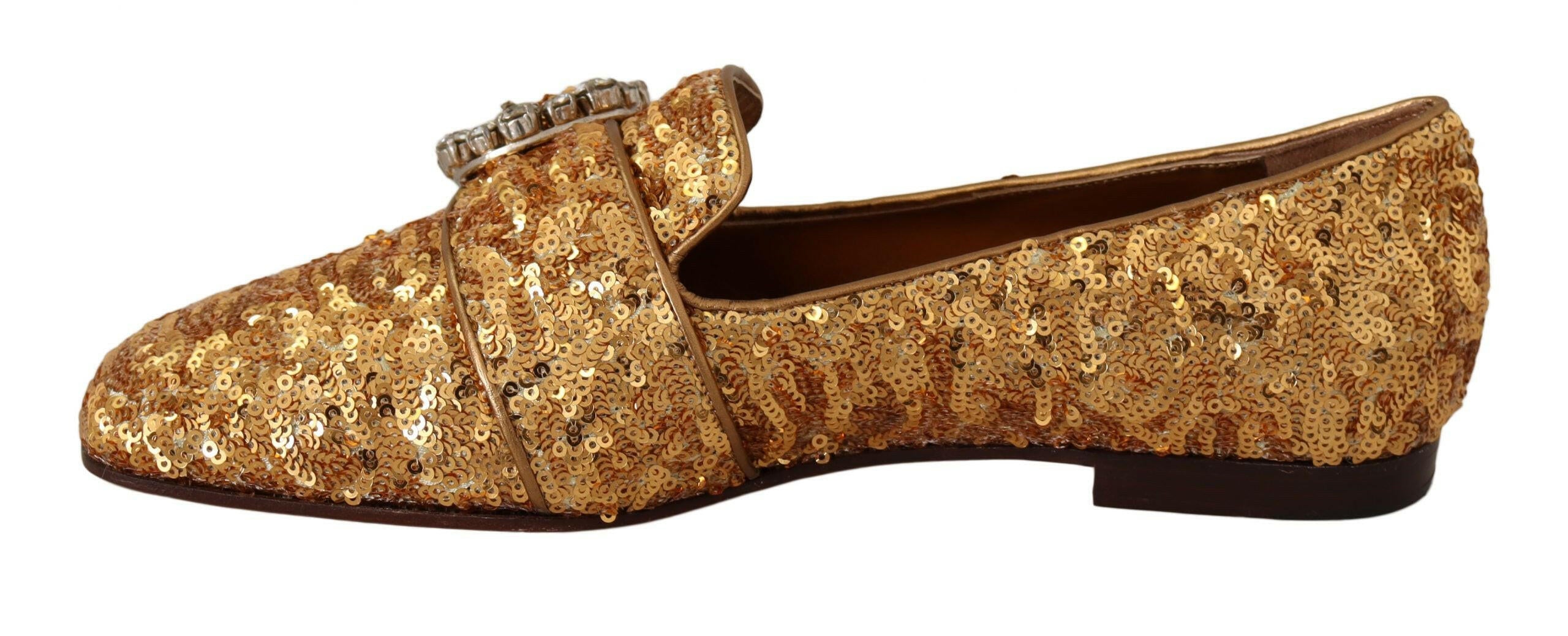 Dolce & Gabbana Gold Sequin Crystal Flat Women Loafers Shoes -   -  Dolce & Gabbana. Dolce & Gabbana Gold Sequin Crystal Flat Women Loafers Shoes -   -  Dolce & Gabbana.