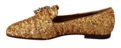 Dolce & Gabbana Gold Sequin Crystal Flat Women Loafers Shoes -   -  Dolce & Gabbana.