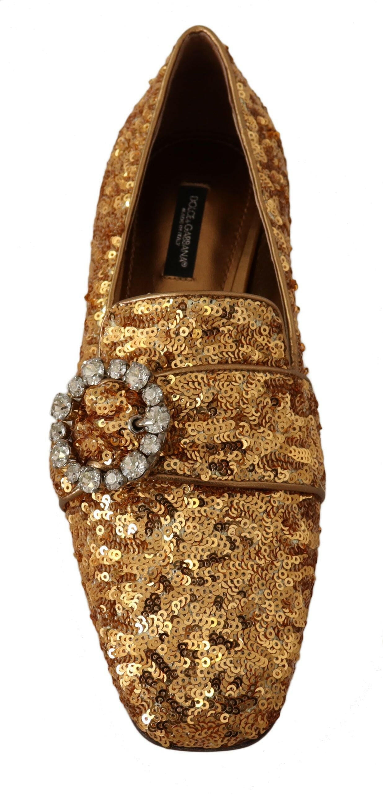 Dolce & Gabbana Gold Sequin Crystal Flat Women Loafers Shoes -   -  Dolce & Gabbana. Dolce & Gabbana Gold Sequin Crystal Flat Women Loafers Shoes -   -  Dolce & Gabbana.