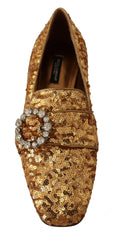 Dolce & Gabbana Gold Sequin Crystal Flat Women Loafers Shoes -   -  Dolce & Gabbana.