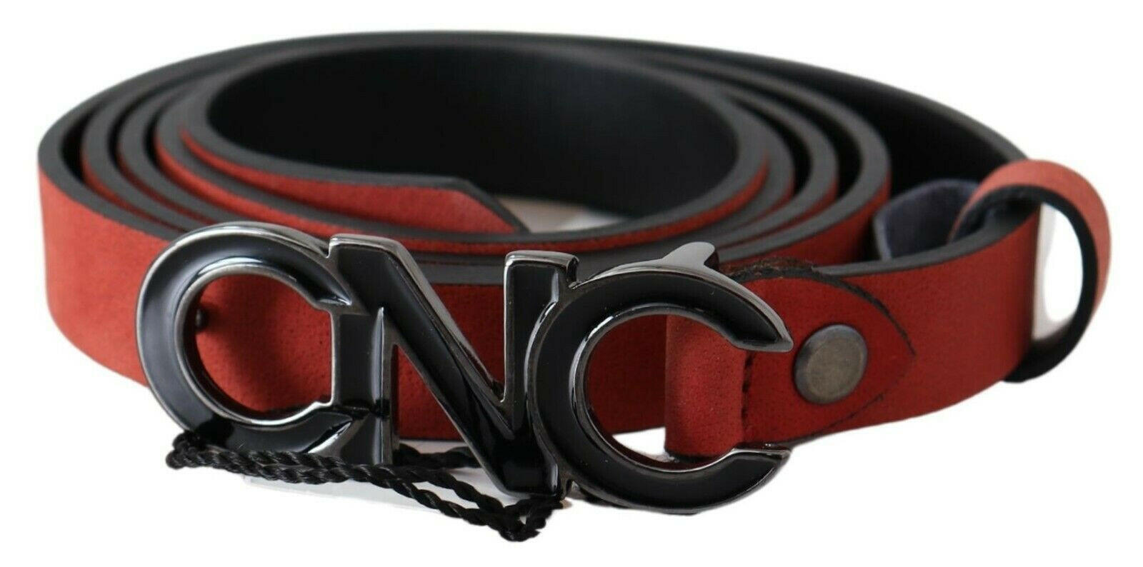 Costume National Red Black Leather Black Logo Buckle Blood Belt -   -  Costume National.