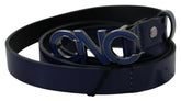 Costume National Blue Leather Logo Skinny Fashion  Belt -   -  Costume National.