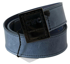 Costume National Blue Normal Leather Logo Buckle Belt -   -  Costume National.