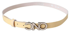 Costume National Beige Leather Pink Letter Logo Belt -   -  Costume National.