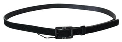 Costume National Black Leather Velvet Square Buckle Waist -   -  Costume National.