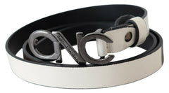 Costume National Belt Mettalic Gray Leather Logo Belt -   -  Costume National.