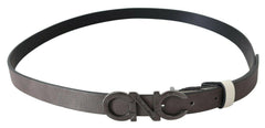 Costume National Belt Mettalic Gray Leather Logo Belt -   -  Costume National.