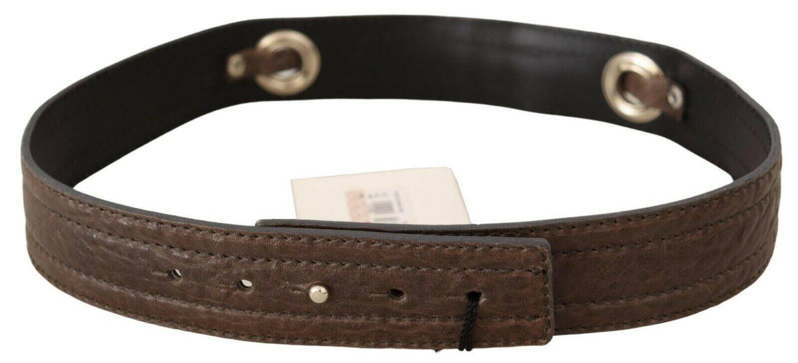 Costume National Brown Leather Silver Fastening Belt -   -  Costume National. Costume National Brown Leather Silver Fastening Belt -   -  Costume National.