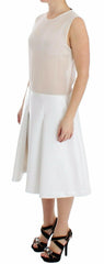 Koonhor White Pleated Bottom Tank Sheath Transparent Dress -   -  Koonhor.