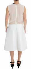 Koonhor White Pleated Bottom Tank Sheath Transparent Dress -   -  Koonhor.